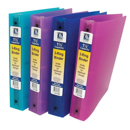 Assorted Colors 3-Ring Poly Binder, 1-1/2 Capacity, Pack of 6 | Michaels 1 3 ring binder